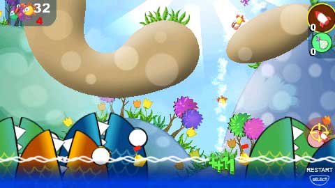 Fishing past bugs to get free play mode in Downstream Panic images