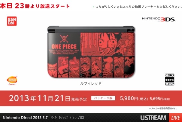 One Piece Unlimited World: Red Will Get Two Nintendo 3DS XL