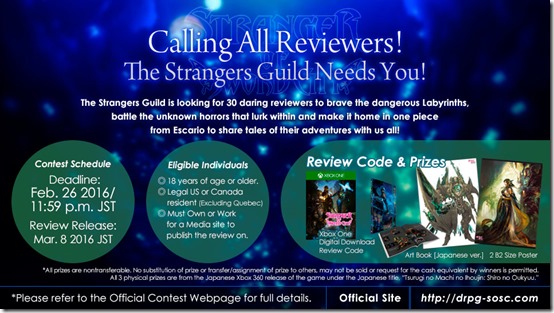 stranger of sword city calling all reviewers contest