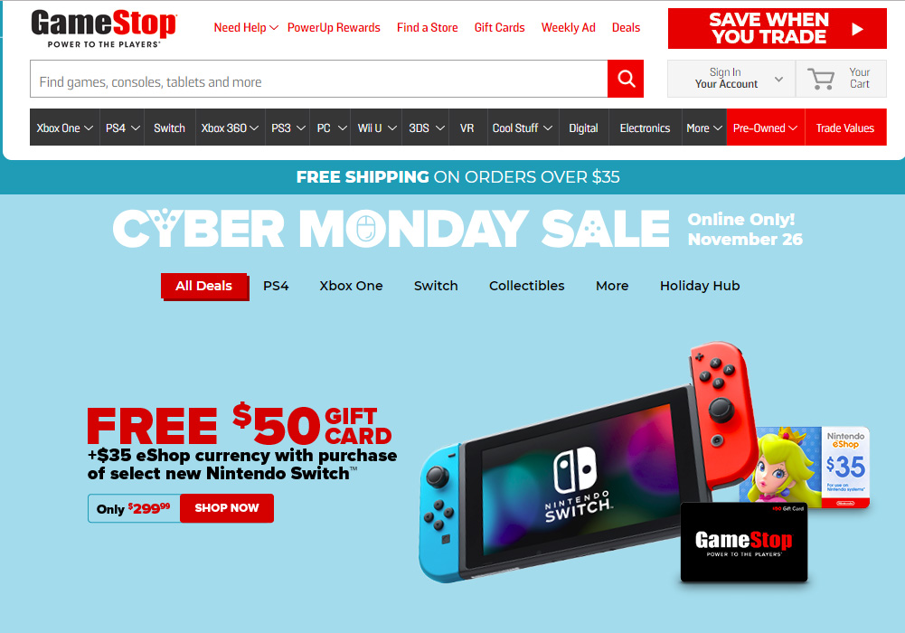 Gamestop S Cyber Monday Switch Deal Adds Eshop Gift Card Siliconera