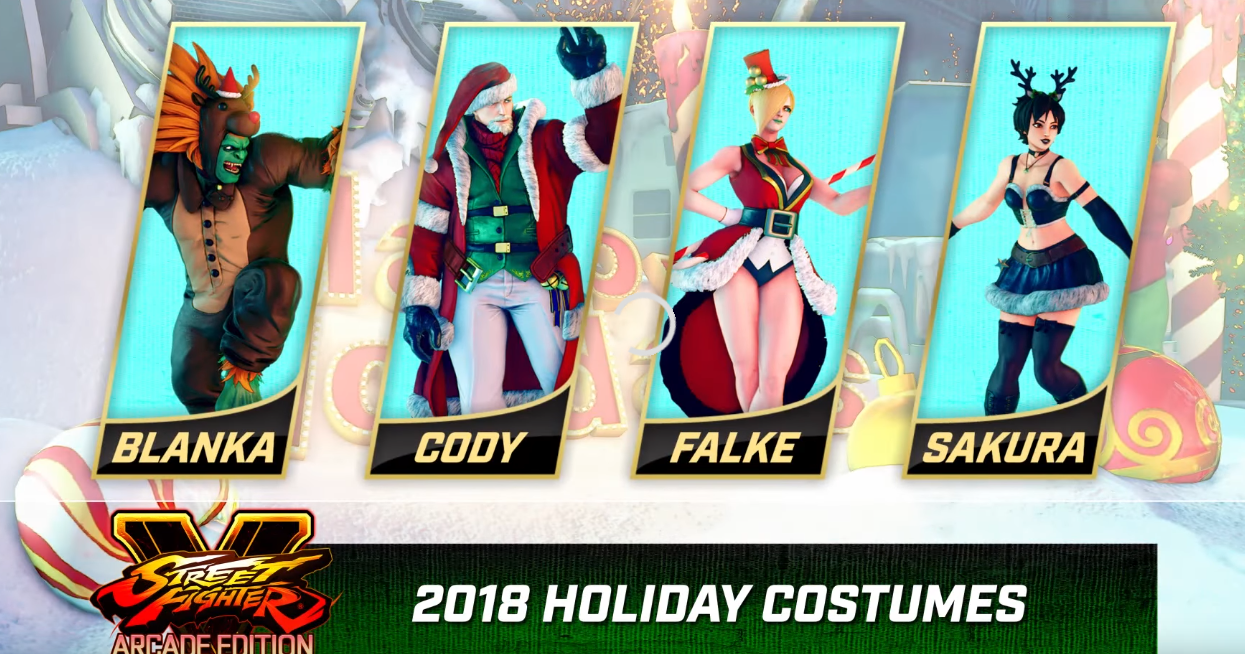 Street Fighter V 2018 Holiday Costumes Let Blanka, Cody, Falke
