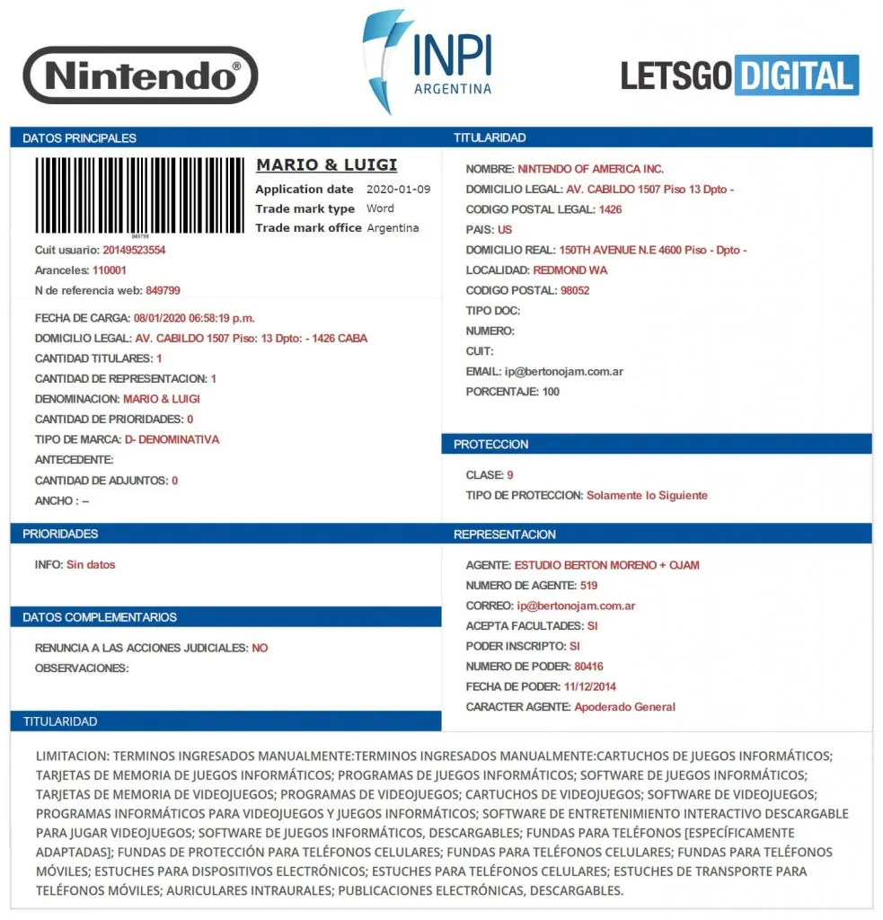 Nintendo Files New Trademark for Mario & Luigi Series in Argentina