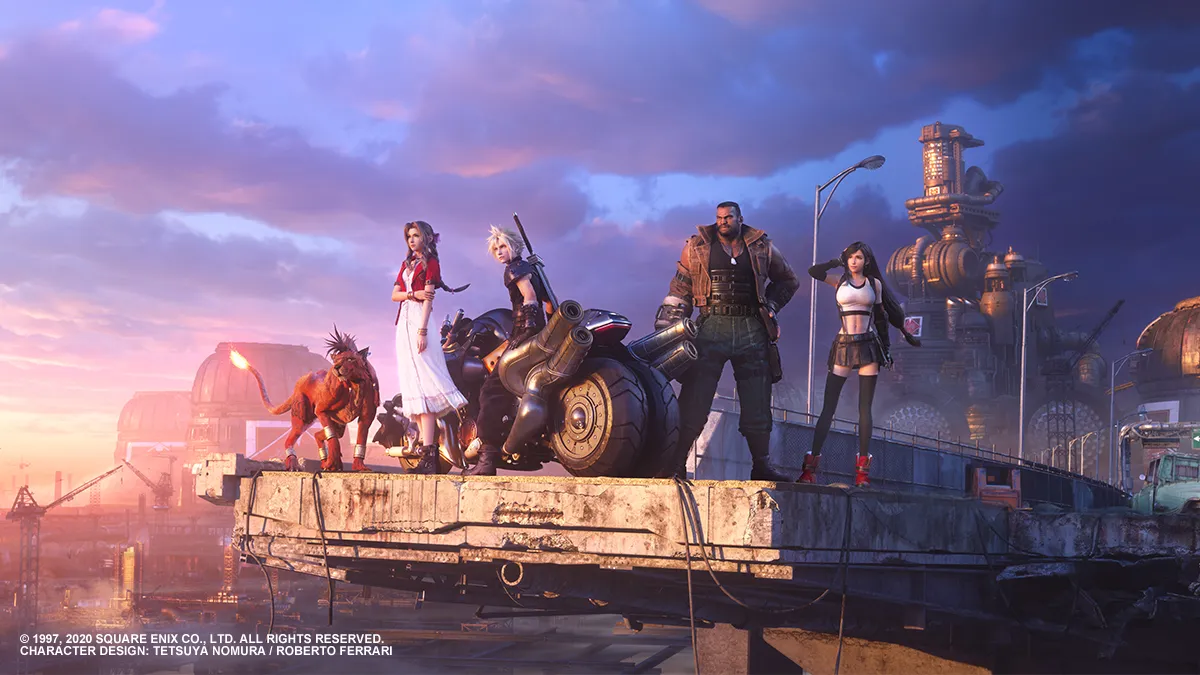 Final Fantasy VII Remake Key Visual With Cloud, Barret, Aerith, Tifa, Red XIII