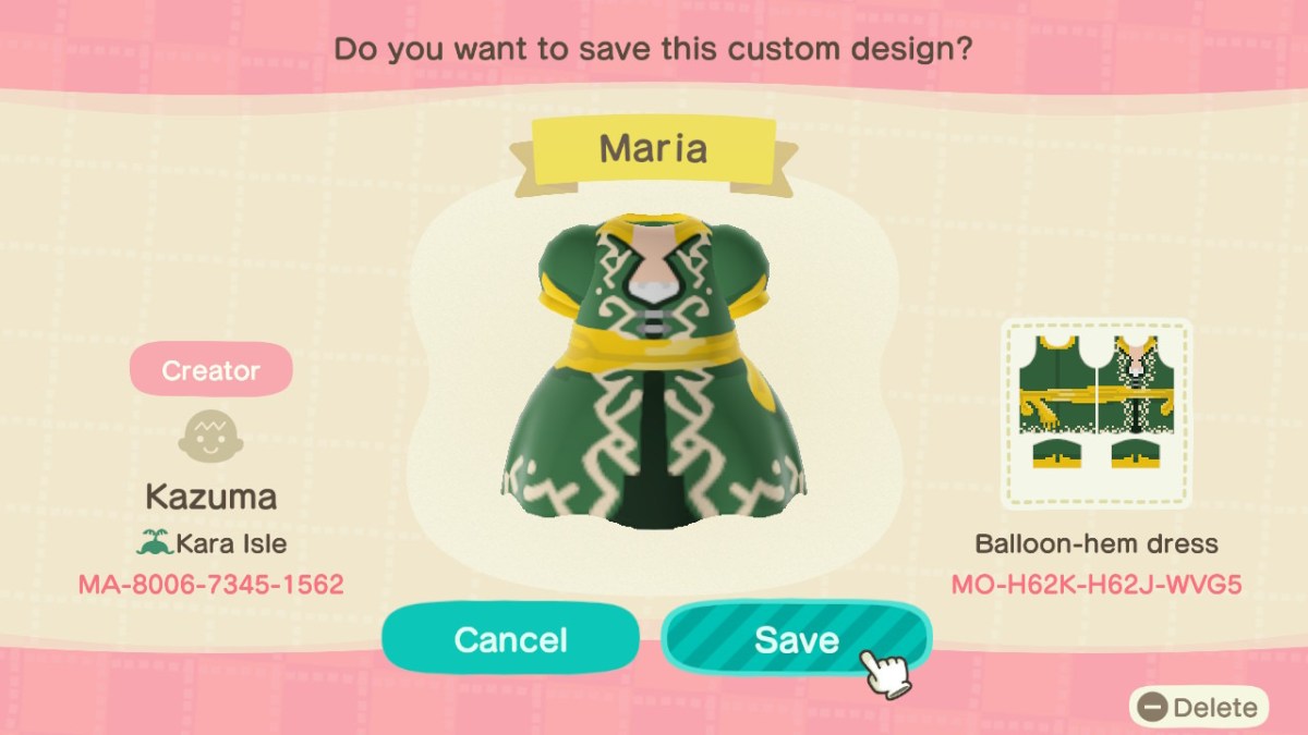 Animal Crossing New Horizons Maria Outfit