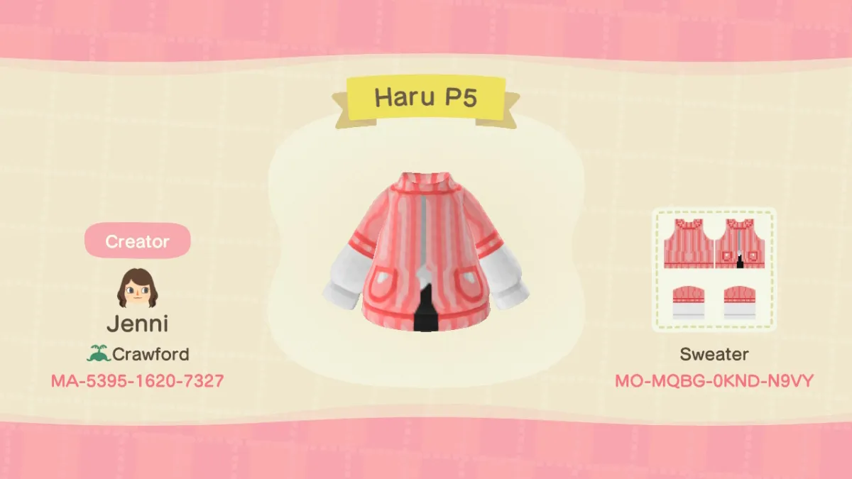 persona 5 switch animal crossing new horizons outfits codes haru