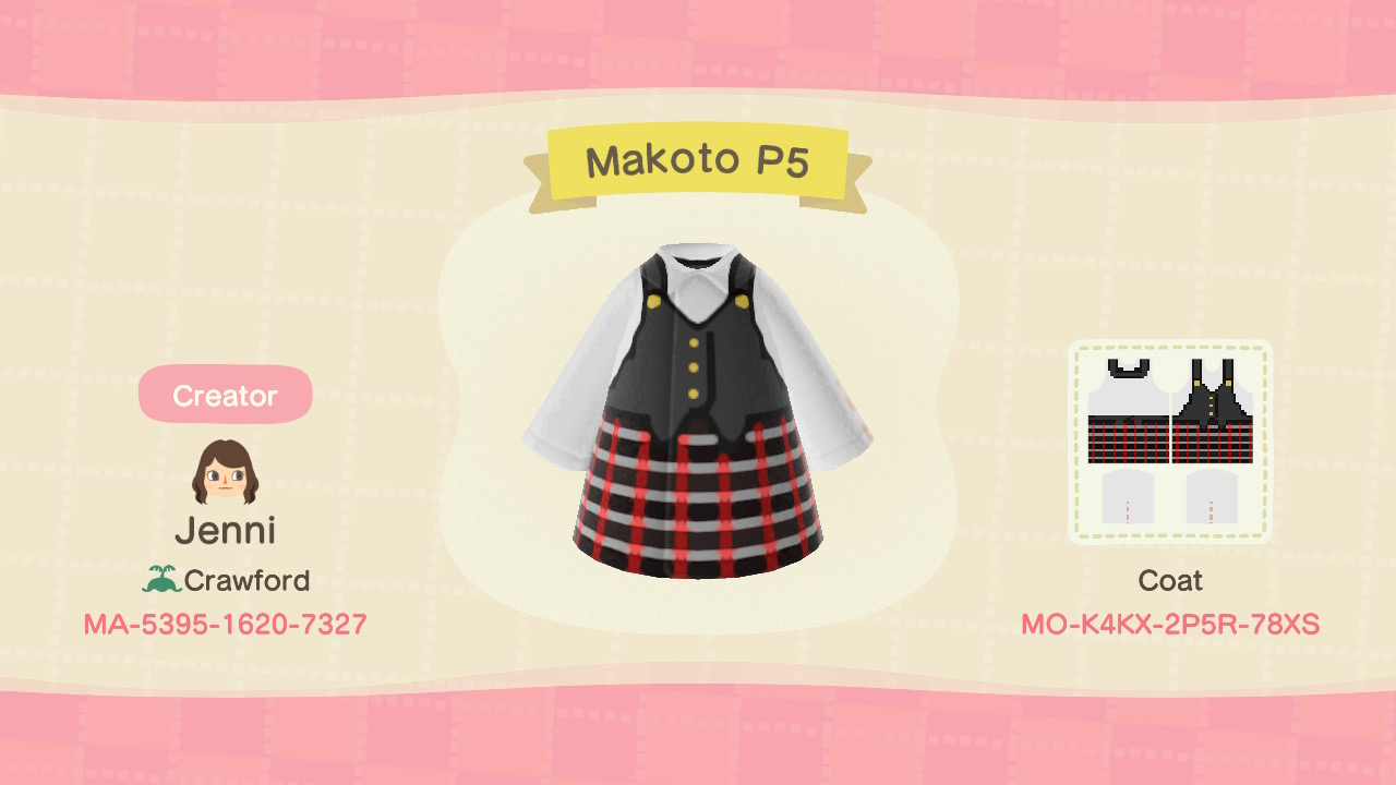 persona 5 switch animal crossing new horizons outfits codes makoto