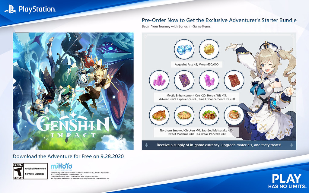 genshin impact ps4 pre-order