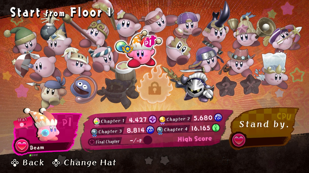 Kirby Fighters 2 character select screen