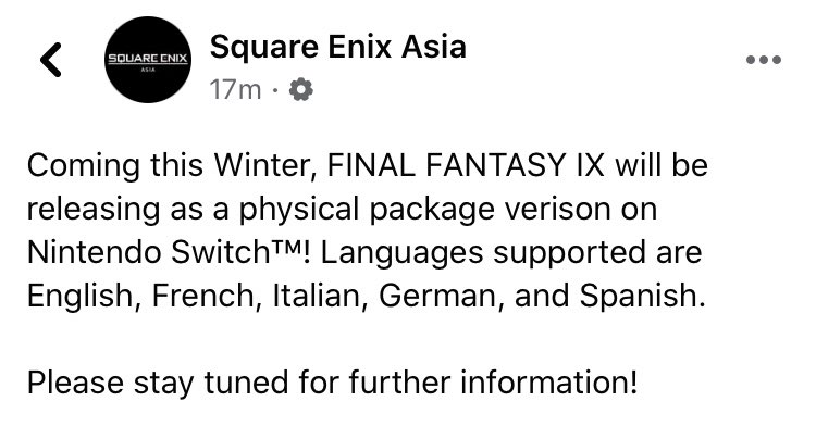 final fantasy ix switch physical facebook