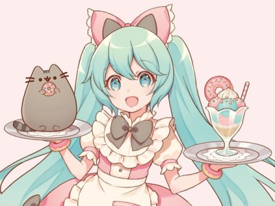 miku pusheen collab