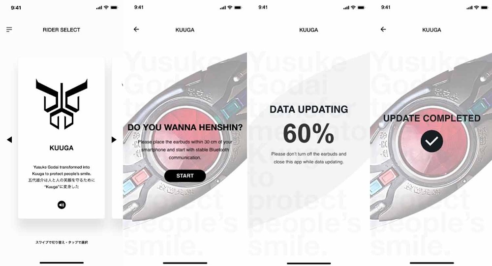 Kamen Rider wireless earbuds Henshin Sound Changer app