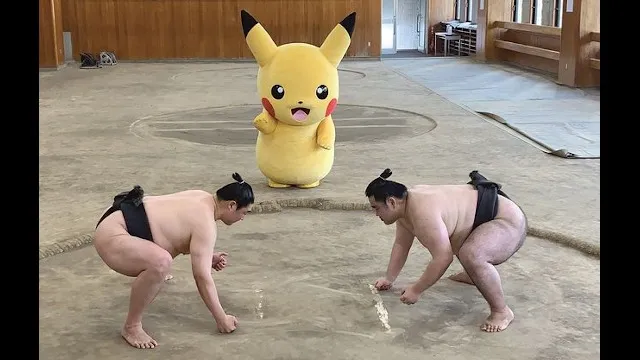 Pokemon Sumo collaboration - Pikachu appearing in sumo matches