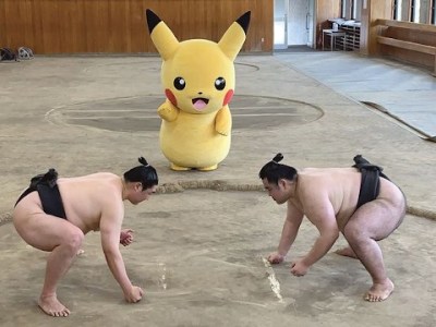 Pokemon Sumo collaboration - Pikachu appearing in sumo matches