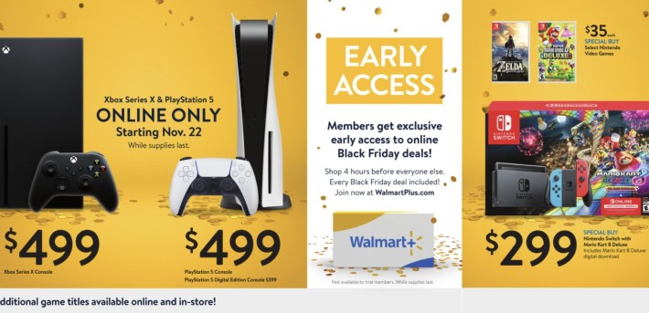 The Walmart Black Friday 2021 ad is here and shows its game deals, including a note that it will sell the PS5 and Xbox Series X online-only