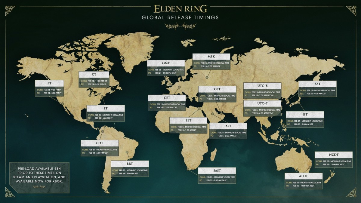 Elden Ring Global Release Times Shared Ahead of Release Date