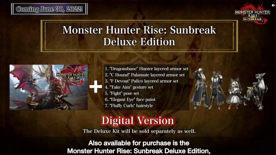 Monster Hunter Rise Sunbreak Deluxe Edition Detailed - Siliconera