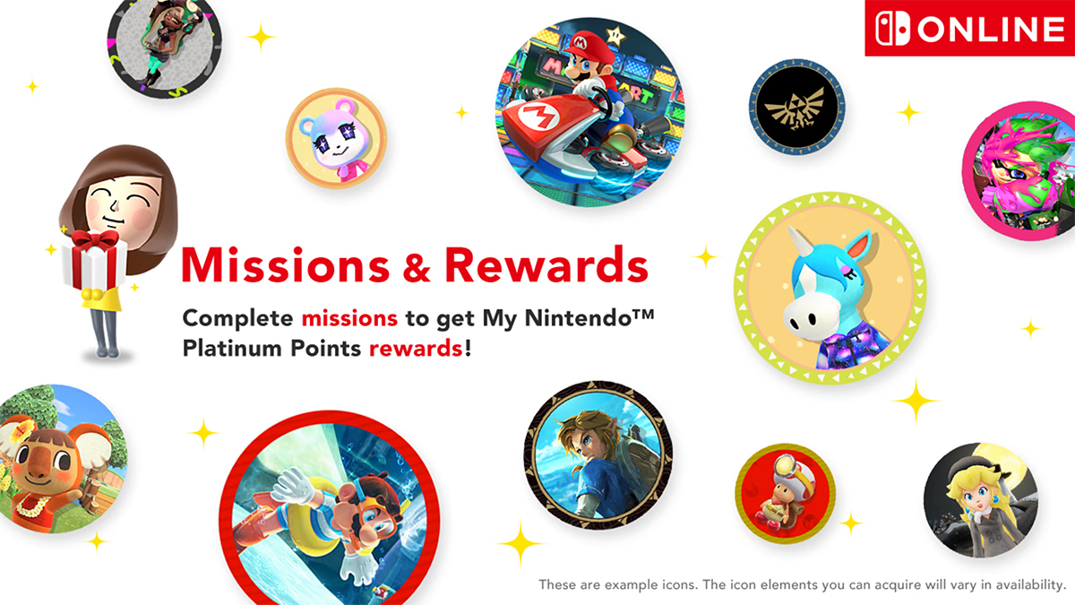Nintendo Switch Online Missions & Rewards feature custom player icon elements icons NSO
