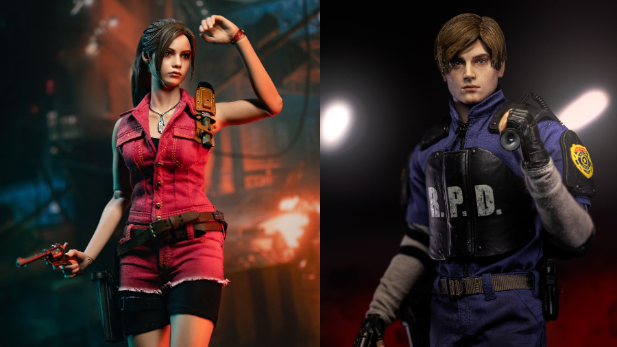 get together fake verb Resident Evil 2 Remake Leon and Claire Figures Include Classic Costume