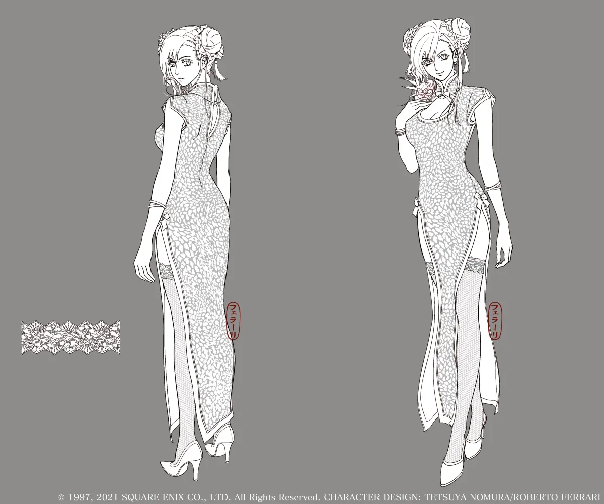 FFVII Remake Tifa Sporty Cheongsam Dress Detalles de diseño compartidos 3