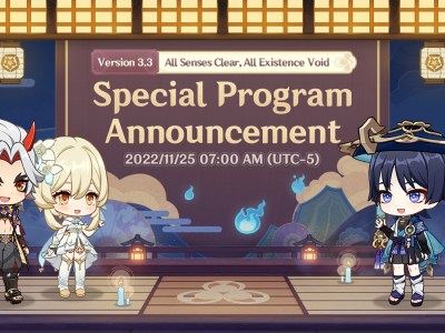 The 3.3 Genshin Impact Special Program will appear this week, and voice actors for Lumine, Scaramouche, and Itto will appear.