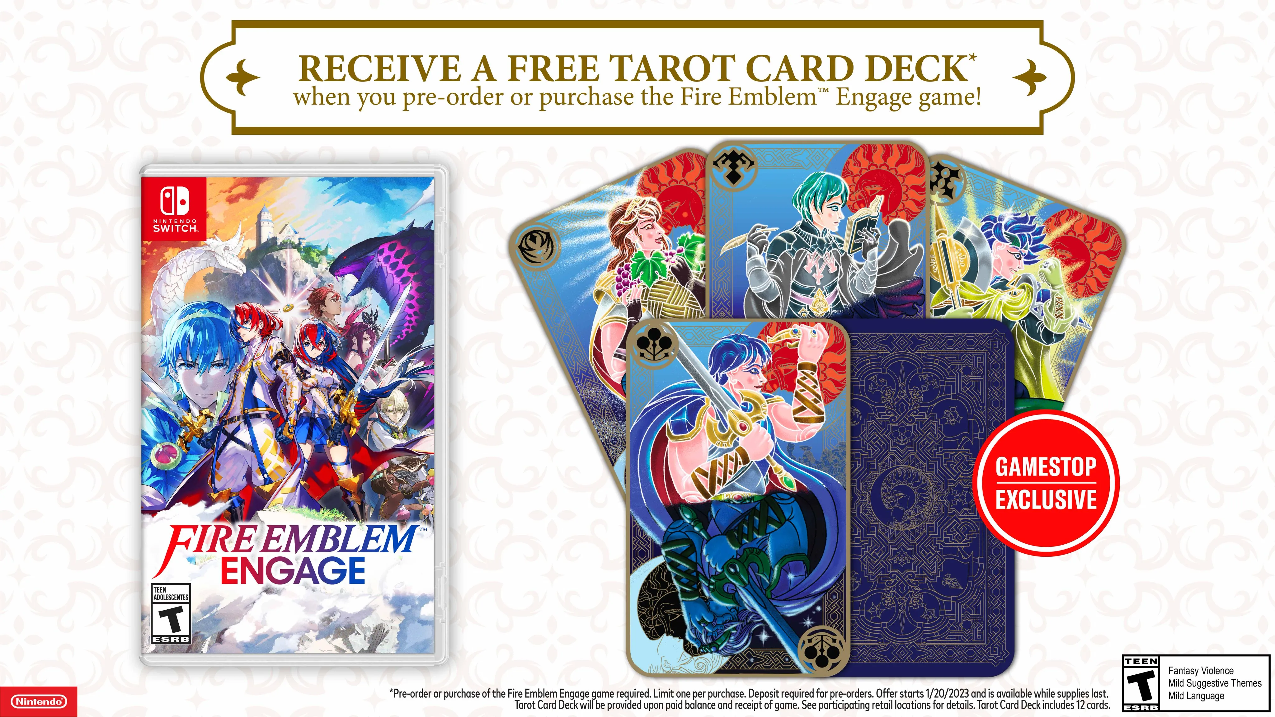 The Fire Emblem Engage pre-order bonus at GameStop is a set of tarot cards inspired by the game, but it isn't a full deck.