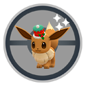 Pokemon Eevee wearing its limited holiday hat