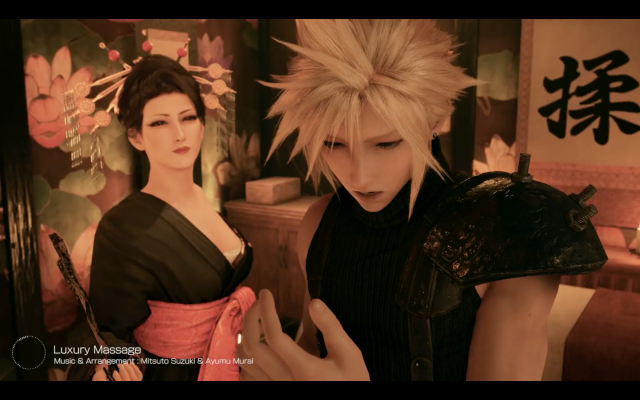 The Japanese FFVII Remake Twitter account shared a video of the "Luxury Massage" song that plays when Cloud visits Madam M.