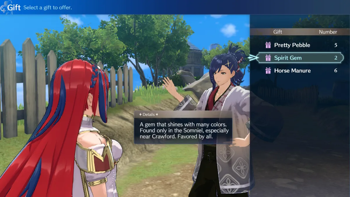 Should You Give Fire Emblem Engage Characters Horse Manure, Pretty Pebbles, or Spirit Gems?