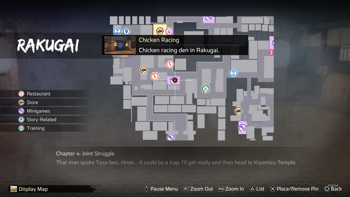 Where to Find the Like a Dragon: Ishin Minigames Chicken Racing