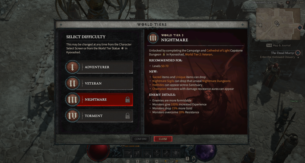 Diablo IV Change Difficulty