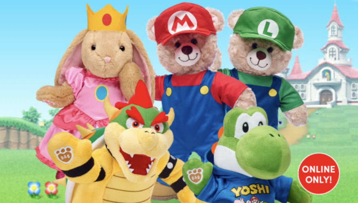 Super Mario BuildaBear Mario, Luigi, Bowser, Yoshi, Peach Plush Return
