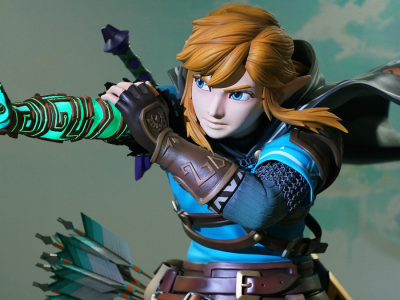 The Legend of Zelda Tears of the Kingdom Link statue for photos