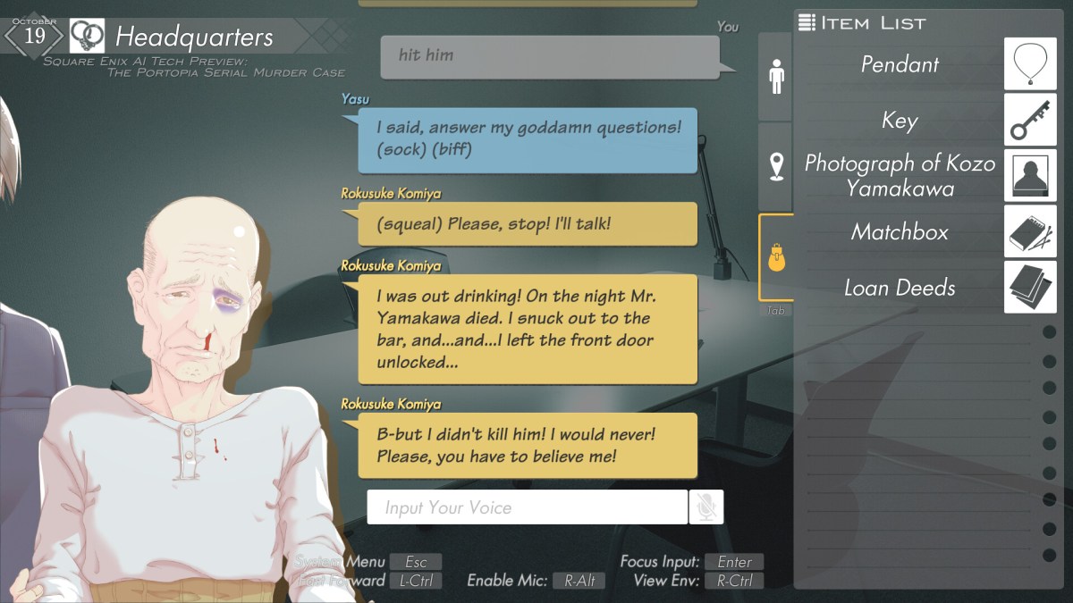 Yuji Horii’s The Portopia Serial Murder Case Game Revived as NLP AI Tech Preview