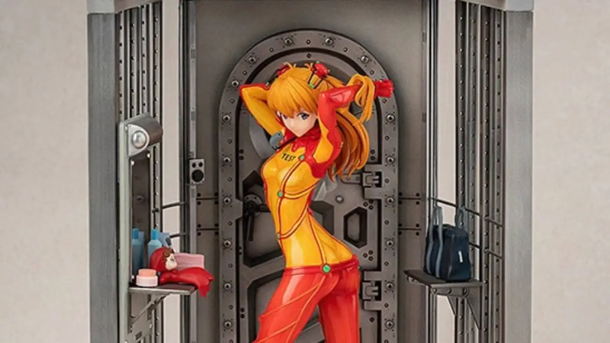 Evangelion 2.0 Asuka Shikinami Langley Test Type Plugsuit Figure Includes a Diorama