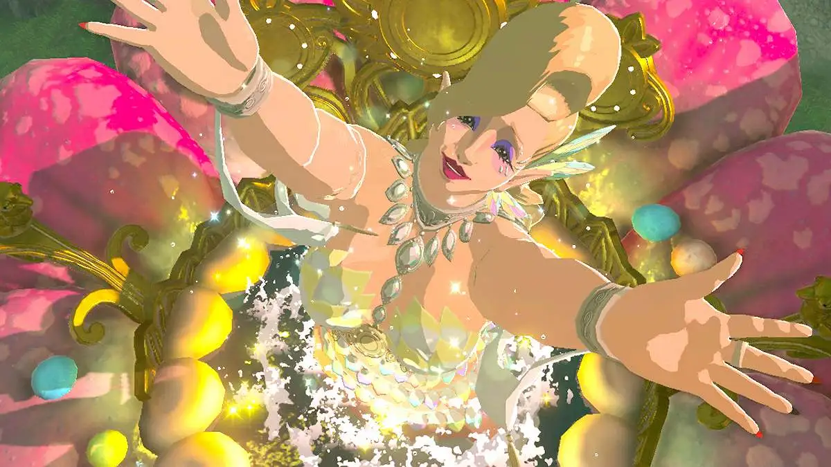 A screenshot of a Fairy Fountain in Tears of the Kingdom.