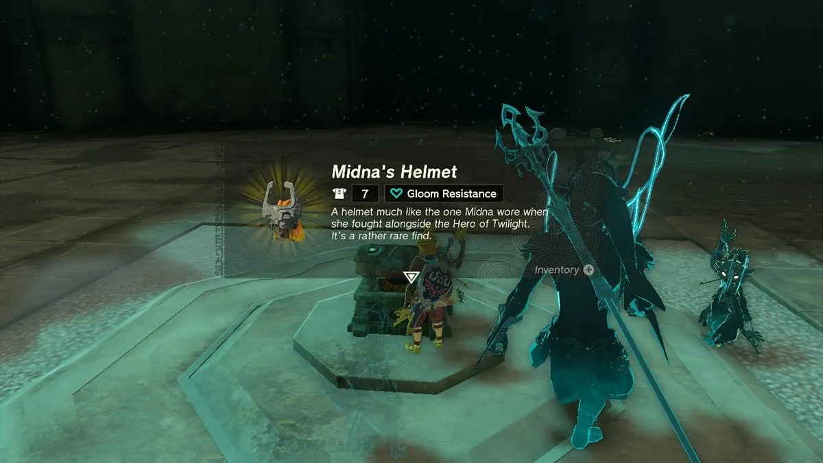 A screenshot of Midna's Helmet chest in Tears of the Kingdom.
