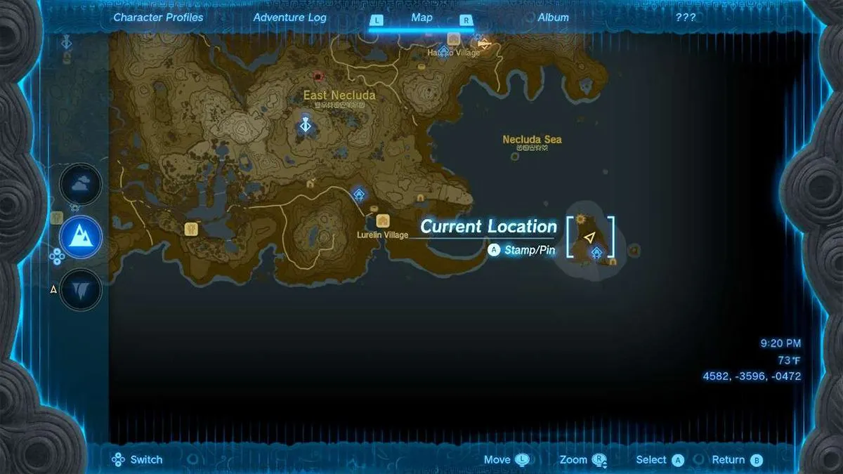 Eventide Island map location in Tears of the Kingdom.