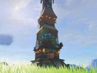 A screenshot of Sahasra Slope Skyview Tower in Tears of the Kingdom.