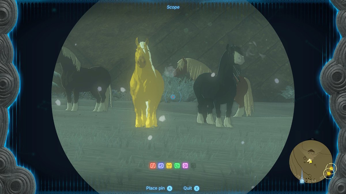 A screenshot of Zelda golden horse in Tears of the Kingdom.