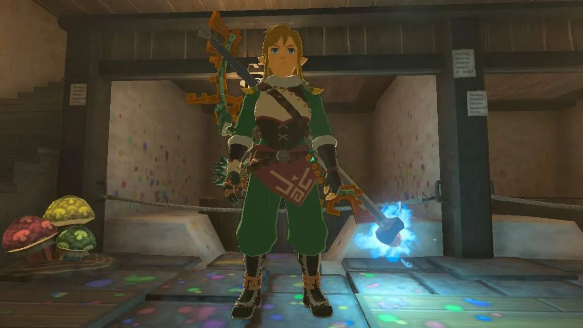 Link with dyed green clothing in Tears of the Kingdom.