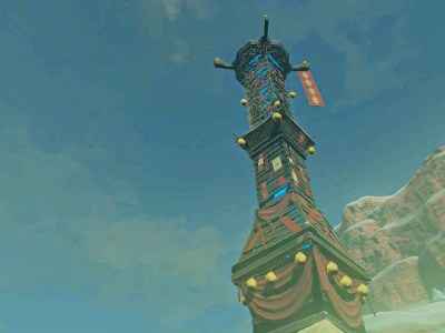 Gerudo Highlands Skyview Tower in Zelda Tears of the Kingdom.