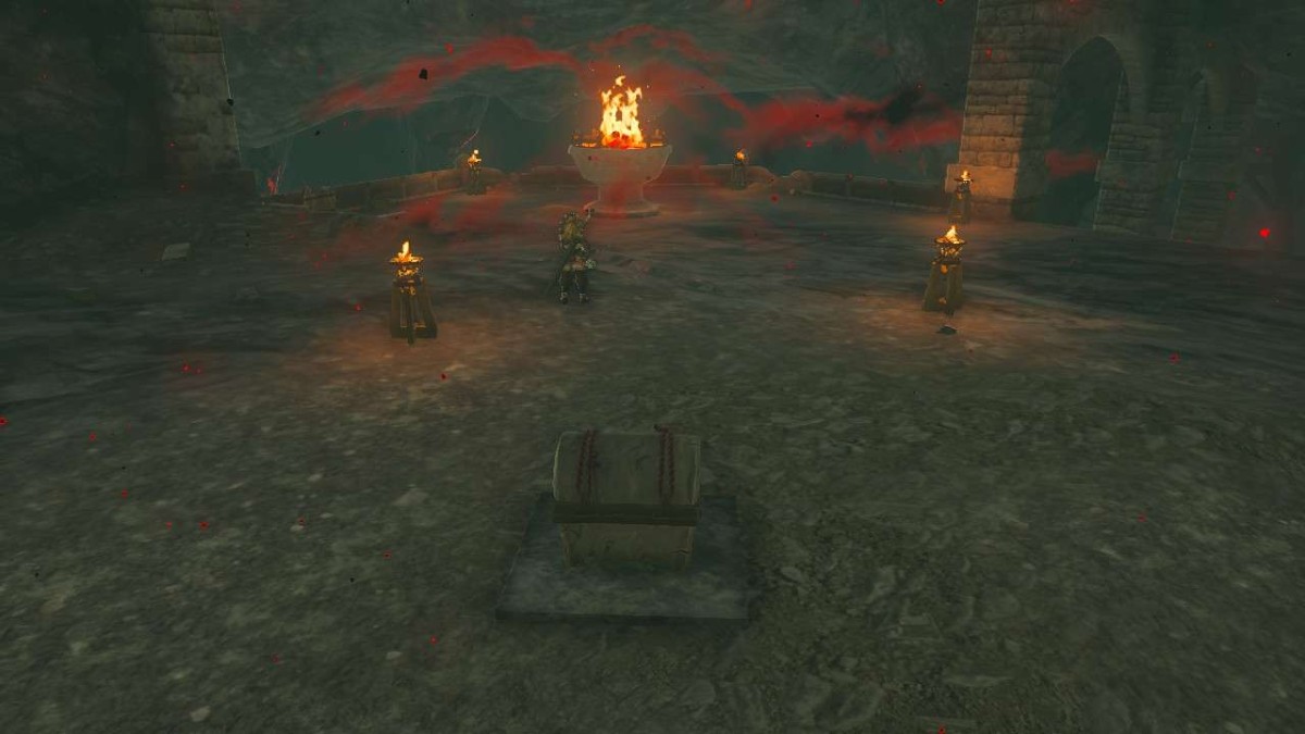 The chest containing the Hylian Shield in Tears of the Kingdom.