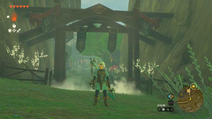 Link outside Kakariko Village in Tears of the Kingdom.