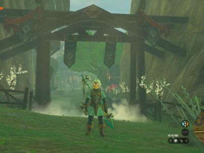 Link outside Kakariko Village in Tears of the Kingdom.