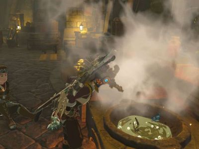 Link cooking an Elixir in Tears of the Kingdom.