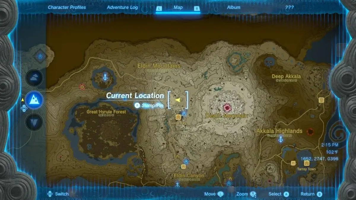 Map showing the Octorok location in Tears of the Kingdom.