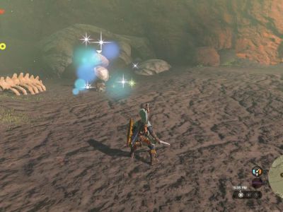 An Octorok repairing Link's weapon in Tears of the Kingdom.