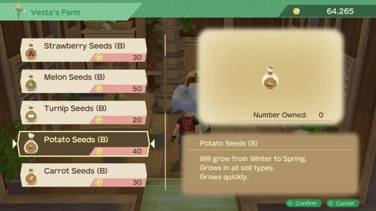 Winter crops in Story of Seasons: A Wonderful Life
