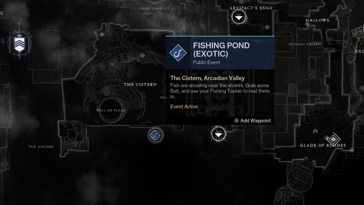 The Cistern fishing spot in Destiny 2.
