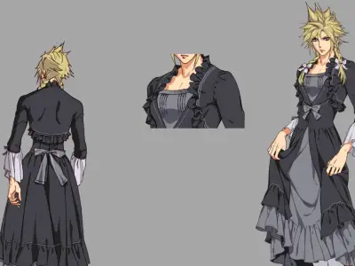 Final Fantasy VII Remake Concept Art of Cloud in a Dress Appears